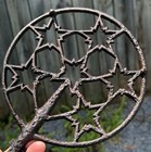 Antique Cast Iron Stove Pipe Trivet Tree Warming Shelf Star Pattern 1880s Rustic