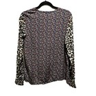 Equipment Femme Silk Blouse Long Sleeve Chest Pocket Floral Leopard Print Small