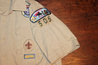 Boy Scouts Of America Bsa Men s Shirt Tan Small Sewn Patches Short Sleeve