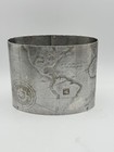 Arthur Armour Waste Basket World Mariner Map Handwrought Aluminum Oval