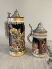 2x Vintage German Beer Steins W  Pewter Lids Made In Germany