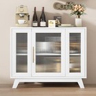 36  Modern Sideboard Cabinet Buffet Storage Cabinet With Fluted Glass Door