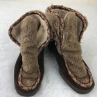 Vintage Yodelers Brown Faux Fur Leather Ankle Winter Boot Women Size 7 Made Usa