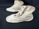 Antique Victorian Baby Childs Doll Leather Button Up White Boot Shoes   Size 3