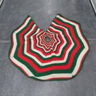 Vtg Handmade Crochet Christmas Tree Skirt Large 48  Star Scallop Red Green White