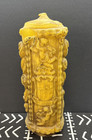 Vintage Carved Candle Pillar Yellow