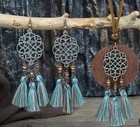 Bohemian Patina Tassel Jewelry Set  Pendant Necklace And Dangle Earrings