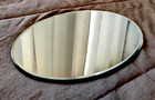 Vintage Oval Glass Mirror Felt-backed Vanity Perfume Decorative Tray 12  X 8 