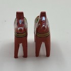 Vintage Swedish Dala Horse Figurine Pair Hand Painted Red Wood
