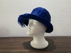 Vintage  milbrae Exclusives  Vibrant Blue Feather Cloche Hat  Excellent Conditio