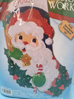 Design Works Holly Santa 16  Felt Stocking Kit  Beads Trim Felt Sealed
