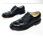 Vtg Sears Wingtip Oxfords Men   s 8 5d Black Leather Brogue Dress Shoes 74608