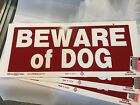 Beware Of Dog 3qty  6  X 14  Sturdy Vinyl Warning Sign Hillman 2predrilled Holes