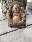 Antique Vintage Chinese Carved Green Soapstone Laughing Buddha Figure 6 