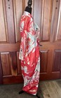 Ichi Ban Kimono Made In Japan Red Floral Geisha Kanji Satin Feel Robe 56    Vtg