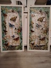 Vintage Stained Glass Wood Frames Window Panels 40x20 Butterflies And Orchids