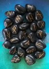 Black Tourmaline Rune Set  Elder Futhark Rune Set  Black Runes  Viking Runes