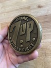 7up Sidewalk Marker Solid Brass Patina Soda Pop Coca Cola Pepsi Collector Gift
