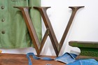 Vintage Antique Cast Bronze Brass 18    Letter W Building Marquee Sign Industrial