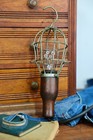 Antique Industrial Drop Light Wood Handle Vintage Drafting Cage Lamp Task Shop