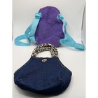 Webkinz Ganz Plush Carrier Lot Purple Corduroy Backpack And Denim Leopard Purse