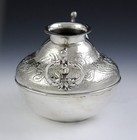 Antique vintage C1940 Colombian Silver Spanish Colonial 2 Handle Urn Pot
