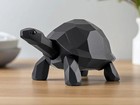 Geometric Turtle Tortoise Figurine Black Low Poly Animal Statue Desk Home Decor