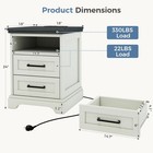 Wood Nightstand With Charging Station wood Farmhouse End Table W  2 Or 3 Drawers