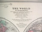 Antique 1872    the World In Hemispheres    Map  Paper  Colored  Great Condition