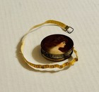 Antique Celluloid Advertising Tape Measure Edwardian Lady Portrait Sewing Rare 