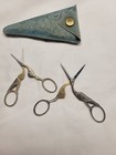 Vintage Pair Embrodiery Scissors Shape Of A Stork  Both Made In Germany W case