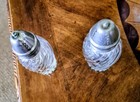 Vintage Set Of Tall Swirled Glass Salt   Pepper Shakers   Beautiful Set  