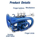 Bb Brass Pocket Trumpet With Case mouthpiece  Cleaning Cloth Gift For Beginners
