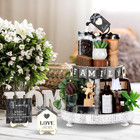 Mifoci 18 Pcs Farmhouse Tiered Tray Decor Home Wooden Signs Rustic Home Tiered T