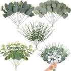 Eucalyptus Stems Bulk Pcs  4 Kinds Mixed Artificial Silver Dollar Eucalyptus 60