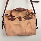 Filson Rugged Twill 257 Large Briefcase Messenger Bag Tan Brass Made In Usa Rare