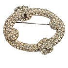 Estate Vintage Pave  Rhinestone Encrusted Oval Knot Pin brooch Rhodium C  1980
