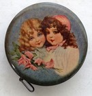 Sweetest  Victorian Girl   Fox Terrier Puppy Dog Antique Celluloid Tape Measure