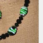 Green White Swirl Glass Beaded Necklace Bracelet Earring Set 
