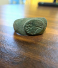 Ancient Or Medieval Bronze Ring W tree Design Green Patina Size 5 Us Authentic