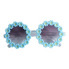 Girls  Blue Daisy Round Sunglasses Purple Tinted Lens Plastic Frame
