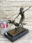 Diana The Huntress Nude Artemis Greek Goddess W  Hounds Bronze Statue Sculpture