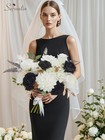 Black  White Roses Artificial Flowers  Silk Diy Bridal Bouquet Table Centerpiece