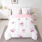 Feelyou Kids Pink Bowknot Comforter Set Sheets Twin Size Cherry Print Bed In A
