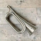 Nickel Plated Brass Bugle  12 5 Inch Classic Military   Civilian Band Instrument