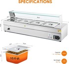 Wilprep Commercial Food Warmer With Sneeze Guard  4 1 2 Pans  1500w  Used