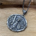 Saint Michael Shield Amulet 925 Sterling Silver Necklace Duty Free