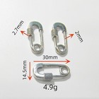 30mm 1 2inch Tibetan Sterling Silver 925 Safety Pin Shape Screw Lock Carabiner