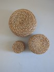 Natural Seagrass Basket Woven Set Of  3  Stacking Round Baskets W  Lids  S m l 