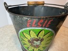 Vintage Elsie The Cow Dairy Pail Ohio Art Borden Tin Bucket Wood Handle Antique